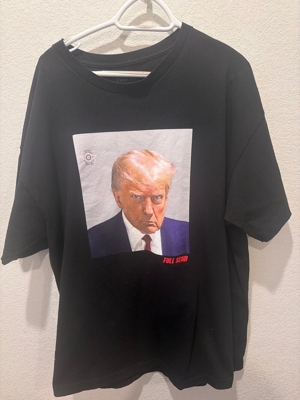 Full Send Donald Trump Mugshot Graphic T-Shirt Black 2XL